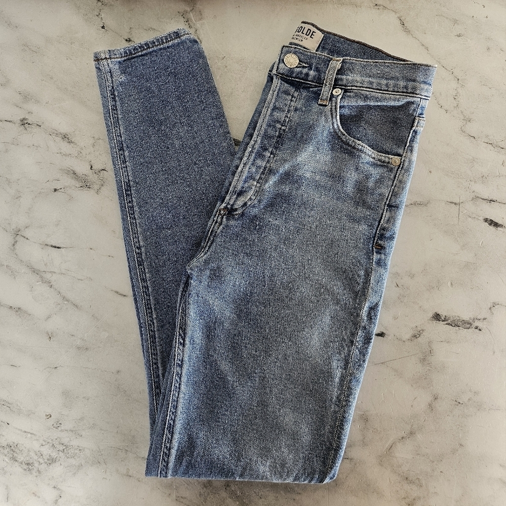 Agolde Mid Rise Blue Skinny Leg Jeans 26 Preowned